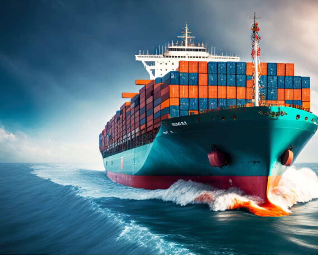 Buque portacontenedores zarpando al atardecer, imagen del servicio de coordinación de exportaciones desde Chile de RK Global Logistics