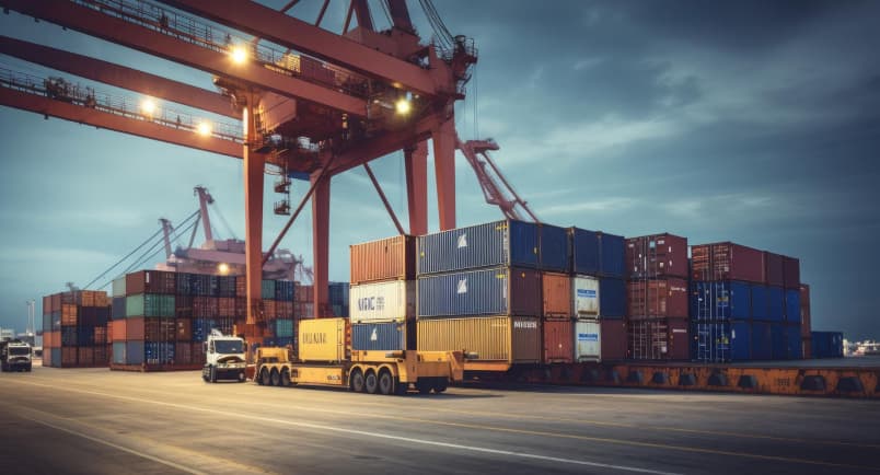 Operaciones de embarque de contenedores de exportación en un terminal portuario chileno