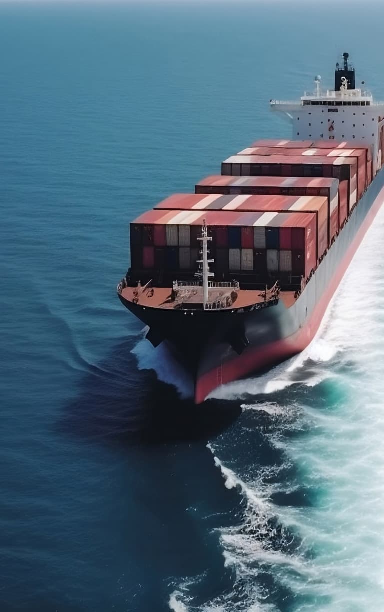 Buque portacontenedores navegando en alta mar, el tramo de tránsito que cubre el seguro de carga internacional